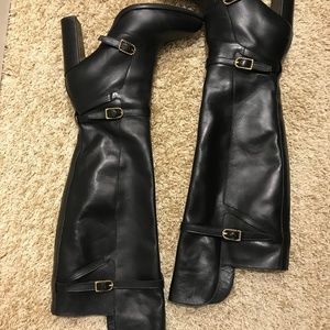 Black Leather Over The Knee Boots Size 9